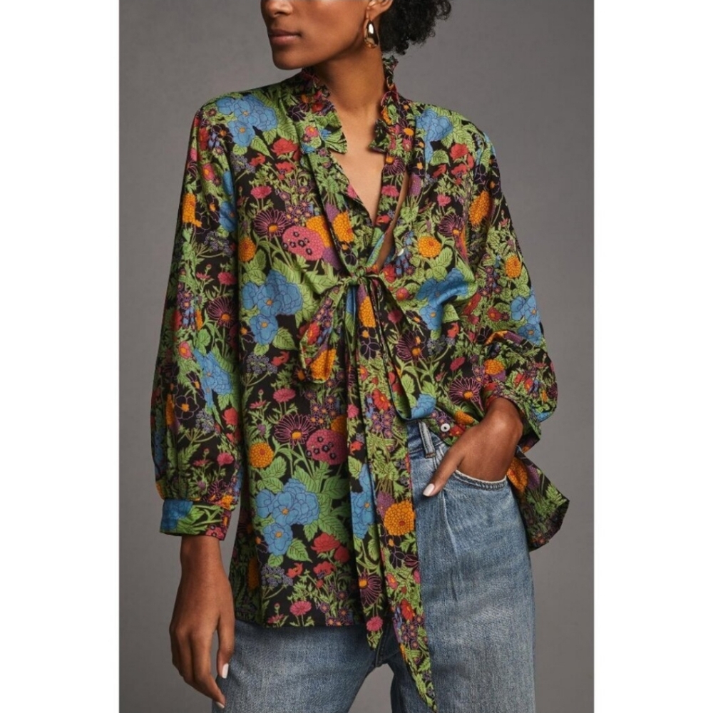 Anthropologie Mille Blair Blouse Top In Botanica Size Small